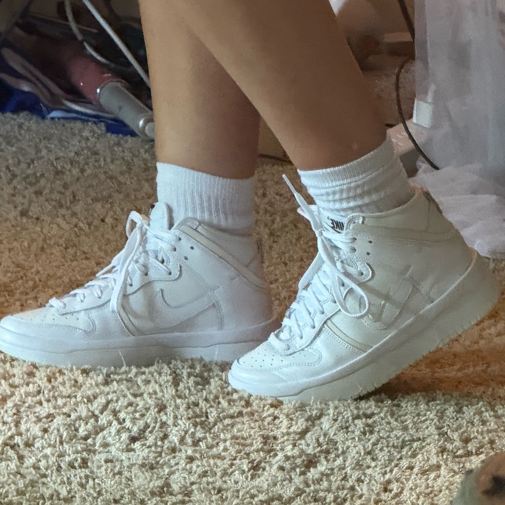 Nike Women's Cream High-Top Sneakers - Picture 3 of 5